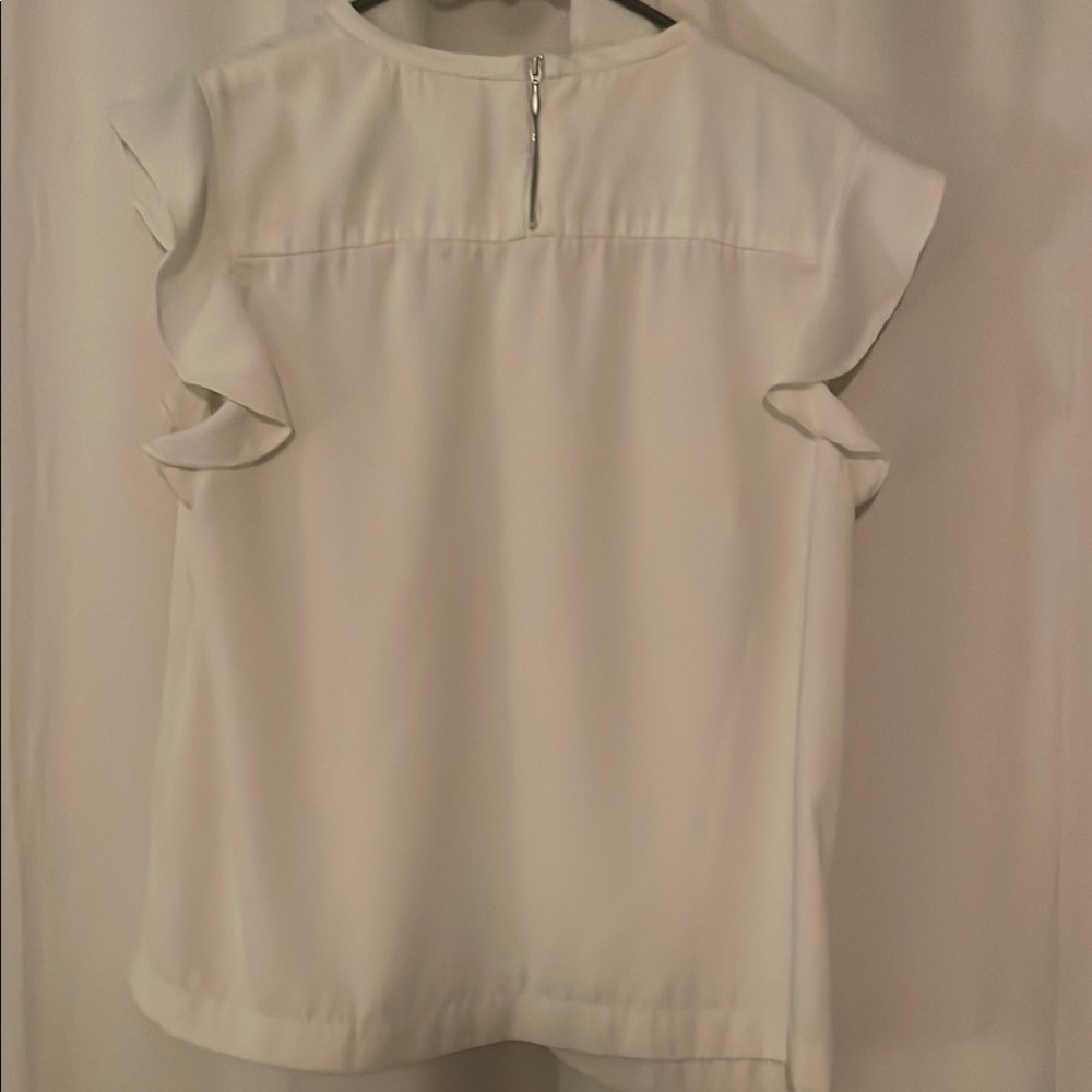 J. Crew Off White Ruffled Cap Sleeve Blouse - Picture 5 of 5